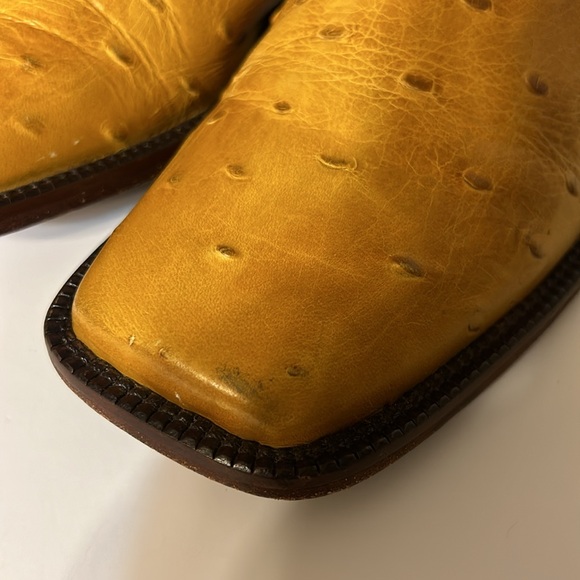 Nocona Full Quill Ostrich Square Toe Western Mule Boots Shoes Yellow Women US9B - Picture 3 of 9